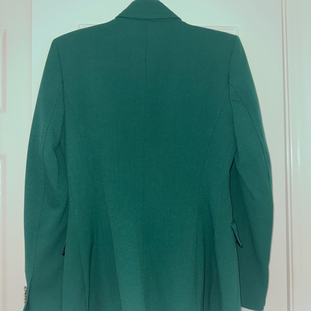 ZARA Emerald Green Double-Breasted Blazer Gold Buttons Size M - Picture 2 of 6